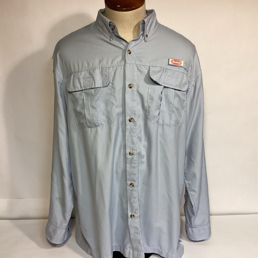 Blue Berkley mens vented fly fishing button down roll tab sleeves shirt XL